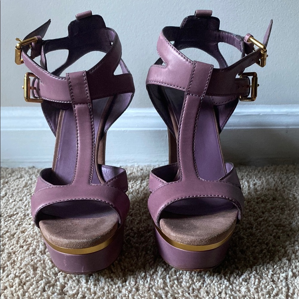 Gucci Purple Platform Sandals with Chunky Heel
